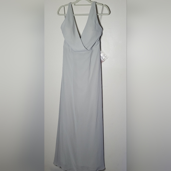 Birdy Grey Bridesmaid Dress Gray Large Convertible Straps Pockets Womens Wedding - Picture 3 of 13